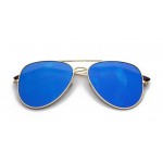 Blue Oversized Aviator Rider Mirror Polarized Lens Gold Frame Vintage Sunglasses